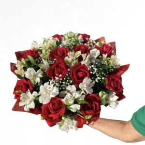 Buquê Luxo Especial de Rosas e Astromélias